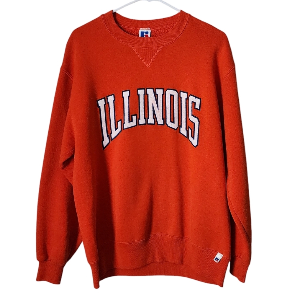 ILLINOIS x RUSSELL x VINTAGE crewneck sweatshirt in orange 90's made in USA L